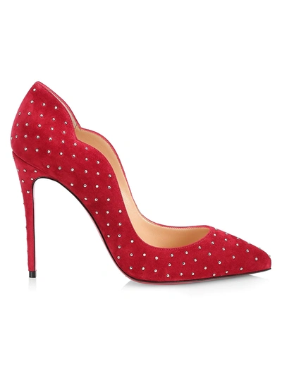 Shop Christian Louboutin Hot Chick Stud Embellished Pumps In Red Silver