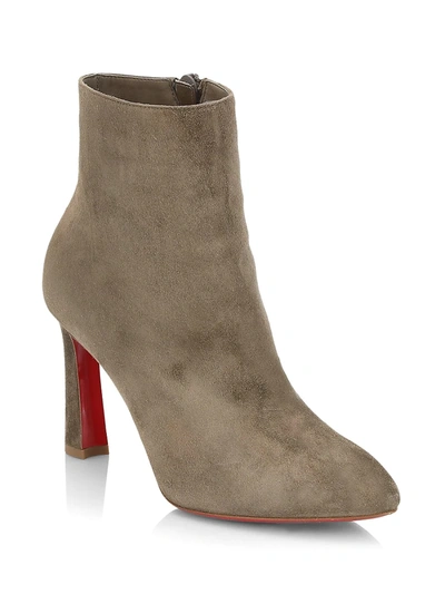 Shop Christian Louboutin So Eleonor Velour Ankle Boots In Silex