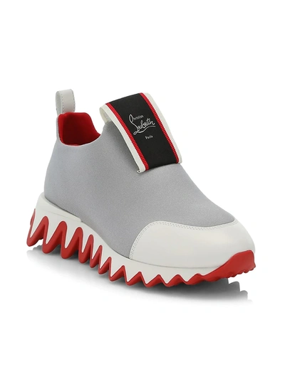 Shop Christian Louboutin Tiketa Slip-on Sneakers In Bianco Silver