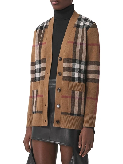 Shop Burberry Women's Willah Wool & Cashmere Cardigan In Birch Brown