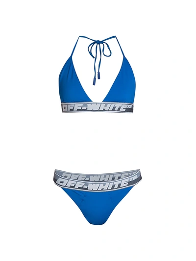 Shop Off-white Main Logo Band Bikini Set In Blue