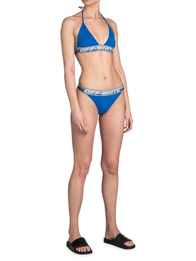 Shop Off-white Main Logo Band Bikini Set In Blue