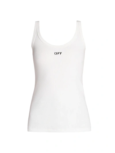 Shop Off-white Women's Main Basic Ribbed Tank Top In White Black