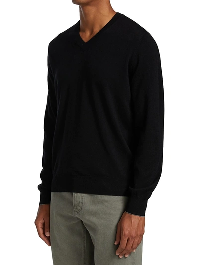 Shop Brunello Cucinelli Men's Cashmere V-neck Sweater In Black