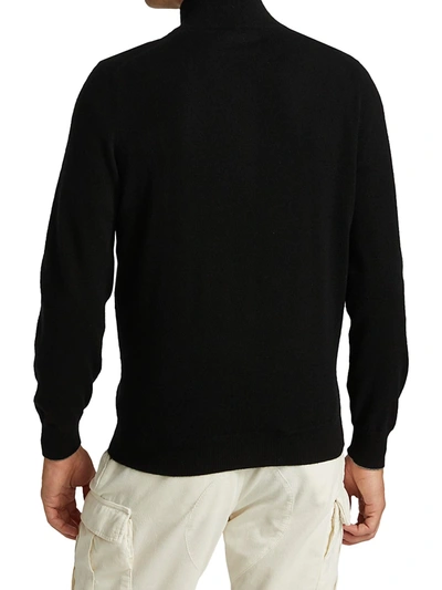 Shop Brunello Cucinelli Men's Cashmere Quarter Zip Sweater In Black