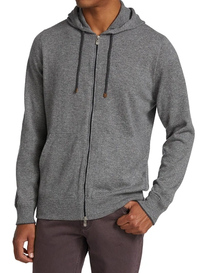 Shop Brunello Cucinelli Men's Cashmere Zip-up Hoodie Sweatshirt In Navy