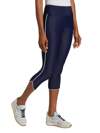 Shop Heroine Sport Women's Ribbed Cropped Leggings In Navy