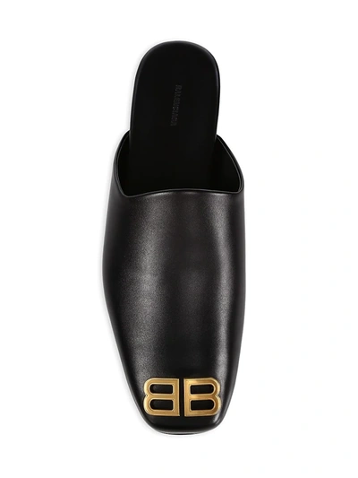Shop Balenciaga Men's Cosy Bb Leather Mules In Black Gold