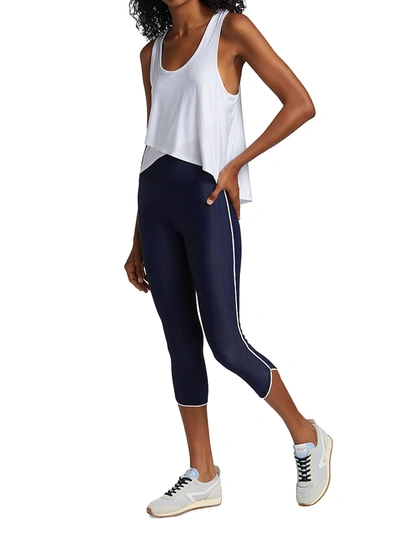 Shop Heroine Sport Women's Ribbed Cropped Leggings In Navy