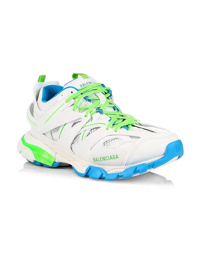 Shop Balenciaga Track Lace-up Sneakers In White Green Blue