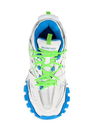 Shop Balenciaga Track Lace-up Sneakers In White Green Blue