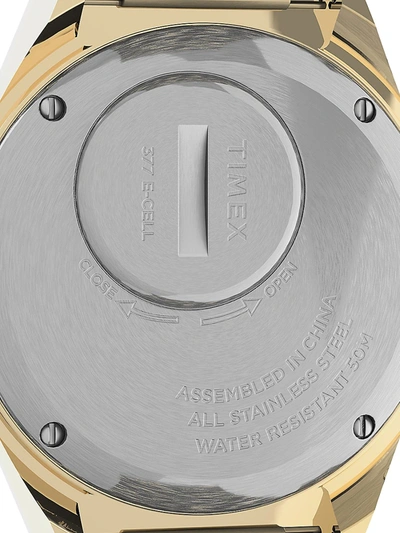 Shop Timex Men's Q  Goldtone Stainless Steel Bracelet Watch In Gold Cream