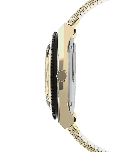 Shop Timex Men's Q  Goldtone Stainless Steel Bracelet Watch In Gold Cream