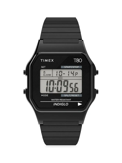 Shop Timex Men's  T80 Resin & Stainless Steel Expansion Band Watch In Black Grey