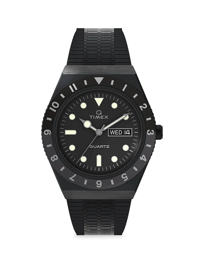 Shop Timex Men's Q  Reissue Stainless Steel Bracelet Watch In Black