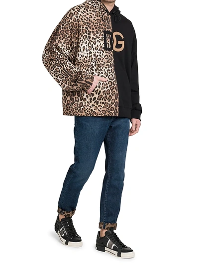 Shop Dolce & Gabbana Men's Split Pattern Hoodie Sweatshirt In Leo Senza Logo