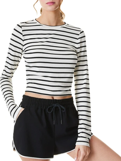 Shop Alice And Olivia Women's Delaina Striped Crop Top In Black Off White