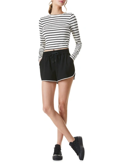 Shop Alice And Olivia Women's Delaina Striped Crop Top In Black Off White