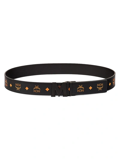 Shop Mcm Claus Reversible Cut-to-size Cut-to-size Leather Belt In Persimmon Orange
