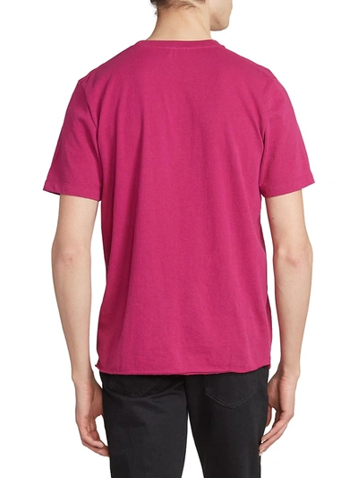 Shop Saint Laurent Rive Gauche Crewneck T-shirt In Fuchsia Noir