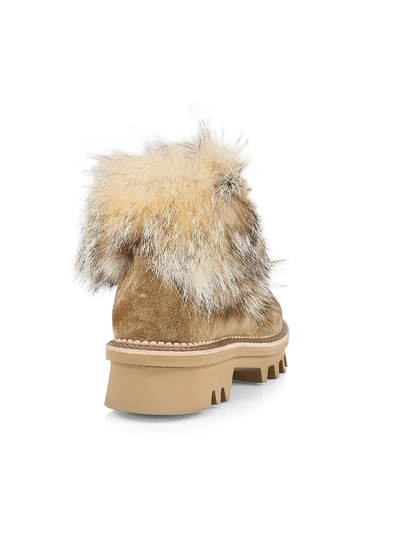 Shop Montelliana Aurora Suede Fur-trimmed Hiking Boots In Pastel Brown