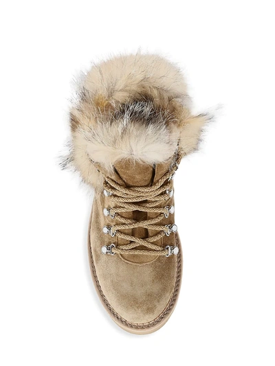 Shop Montelliana Aurora Suede Fur-trimmed Hiking Boots In Pastel Brown