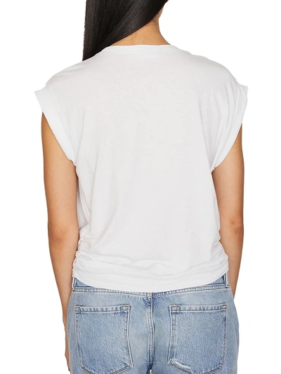 Shop Frame Women's Knotted Rolled Cotton Tee In Blanc