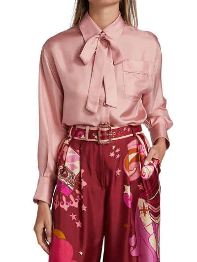 Shop Zimmermann Concert Silk Pajama Shirt In Pink