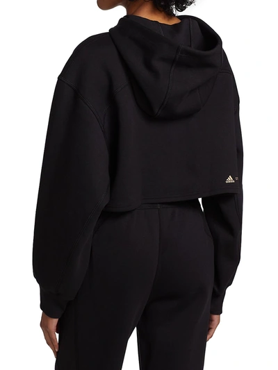 Shop Adidas By Stella Mccartney Logo Zip-front Crop Hoodie In Black