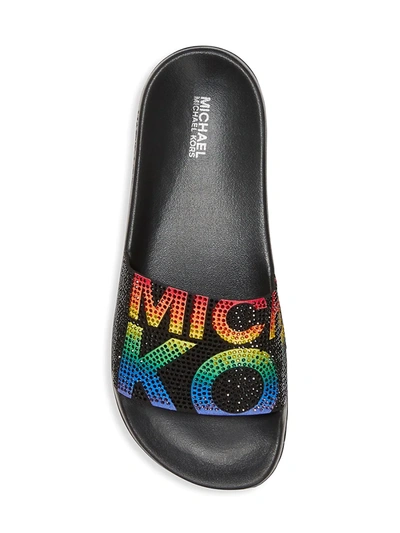 Shop Michael Michael Kors Women's Gilmore Logo Slide Sandals In Black Multi