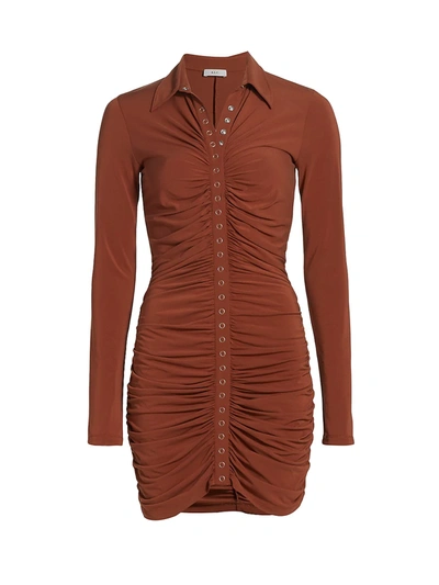 Shop A.l.c Women's Larsen Ruched Jersey Mini Dress In Brandy Brown