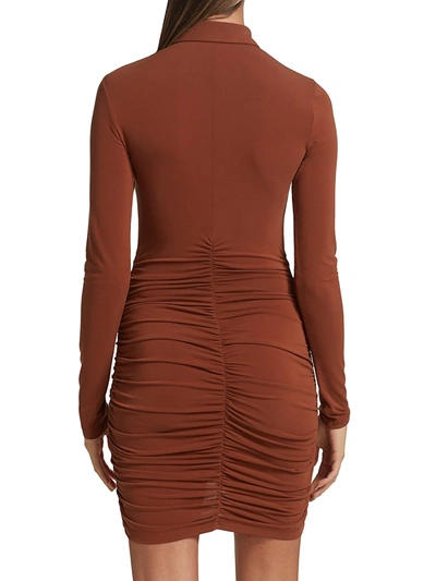 Shop A.l.c Women's Larsen Ruched Jersey Mini Dress In Brandy Brown