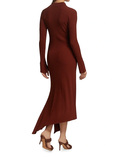 Shop A.l.c Lance Ribbed Polo Collar Dress In Sumac