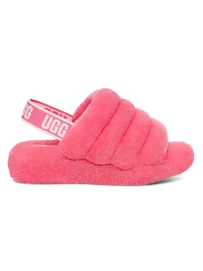 Shop Ugg Women's Fluff Yeah Sheepskin Slingback Slippers In Pink Rose
