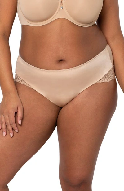 Shop Curvy Couture Tulip Lace Trim Briefs In Bombshell Nude