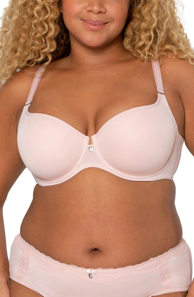 Shop Curvy Couture Tulip Smooth Convertible Underwire Push-up Bra In Blushing Rose