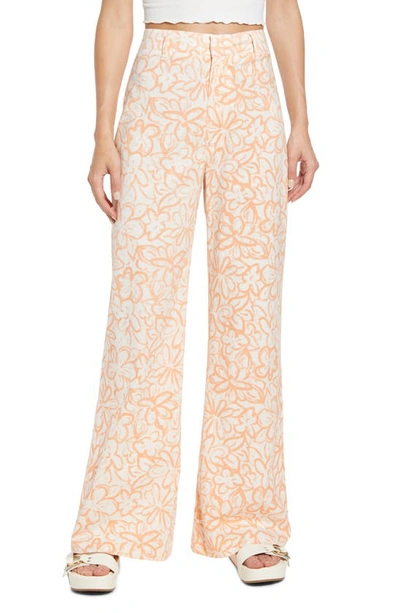 Shop Free People Love So Right Wide Leg Pants In Peach Combo