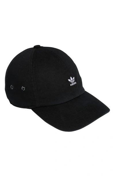 Shop Adidas Originals Mini Trefoil Relaxed Strap Back Hat In Black/ White