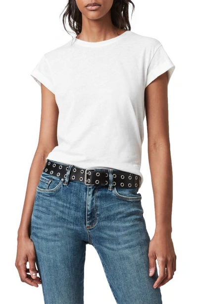Shop Allsaints Anna Cuff Sleeve Cotton T-shirt In Chalk White