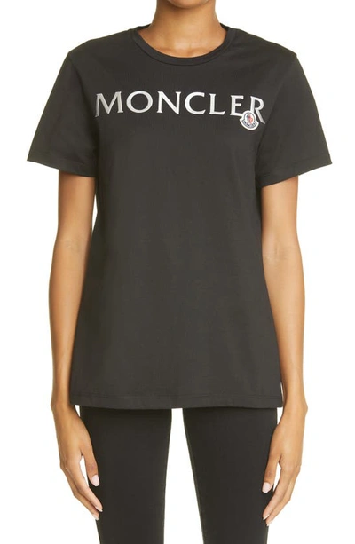 Shop Moncler Logo Graphic Tee In Black