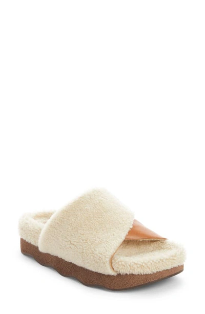 Shop Chloé Wavy Genuine Shearling Slide Sandal In Beige