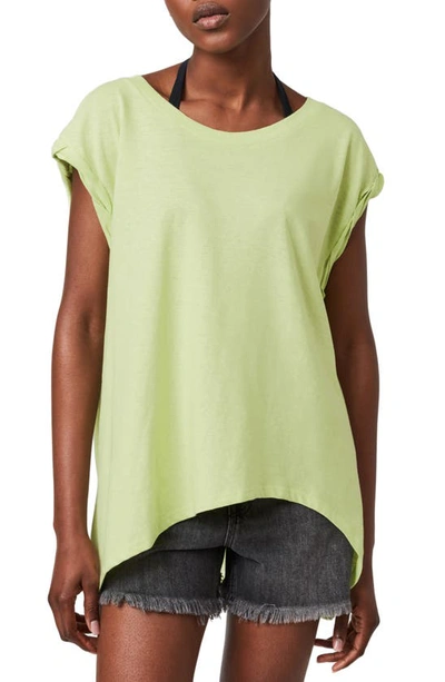 Shop Allsaints Sanza Cotton & Linen T-shirt In Fresh Green