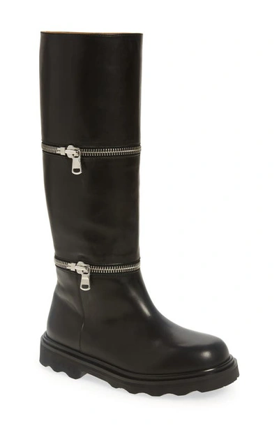 Shop Marni Convertible Zip Knee High Boot In Black
