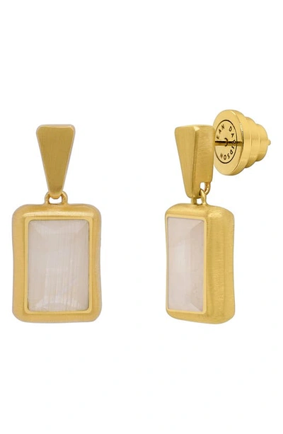 Shop Dean Davidson Baguette Stone Drop Earrings In Moonstone/ Gold