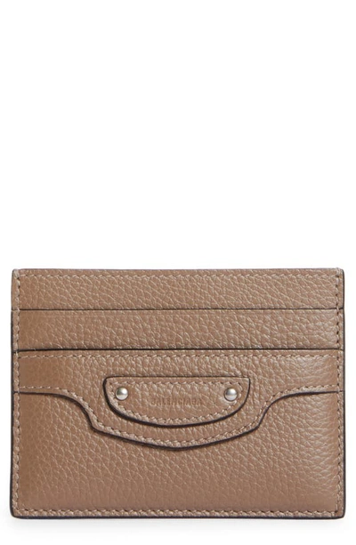 Shop Balenciaga Neo Classic Leather Card Holder In Mink Grey