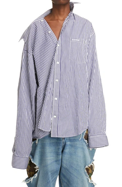 Balenciaga Asymmetric Creased Cotton-poplin Shirt - ShopStyle