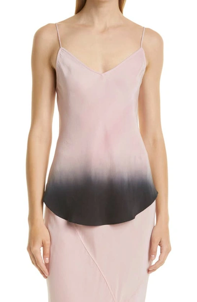 Shop Atm Anthony Thomas Melillo Dip Dye Silk Camisole In Dusty Rose/black Ombre Dip Dye