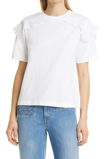 Shop See By Chloé Embellished Crewneck Top In White Powder