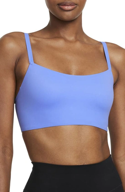 Nike Dri-fit Indy Luxe Women's Light-support 1-piece Pad Convertible Sports  Bra In Royal Pulse/aluminum