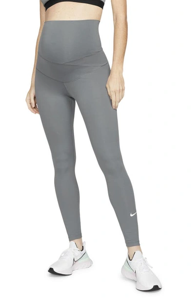 Shop Nike Maternity Performance Leggings In Smoke Grey/ White